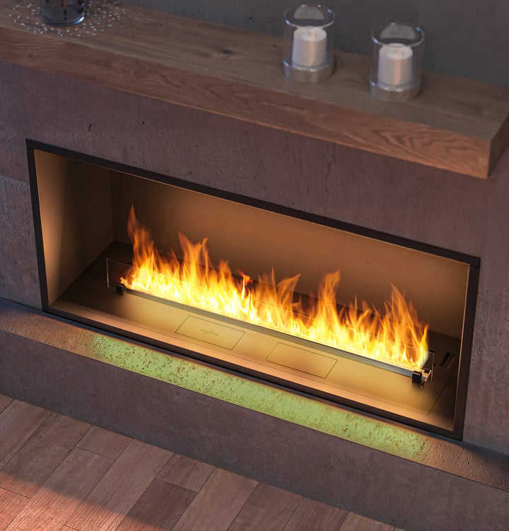 Bioethanol Einbaukamin Ofen Einbau Kamin INSIDE ETRONIC 1200 120cm von InFire App Steuerung Pumpe Automatisch Fernbedienung Wohnzimmer Modern Draufsicht