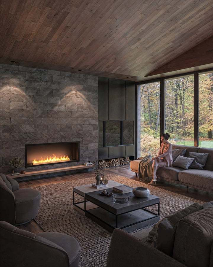 Bioethanol Einbaukamin Ofen Einbau Kamin INSIDE ETRONIC 1500 150cm von InFire App Steuerung Pumpe Automatisch Fernbedienung Wohnzimmer Luxus Modern