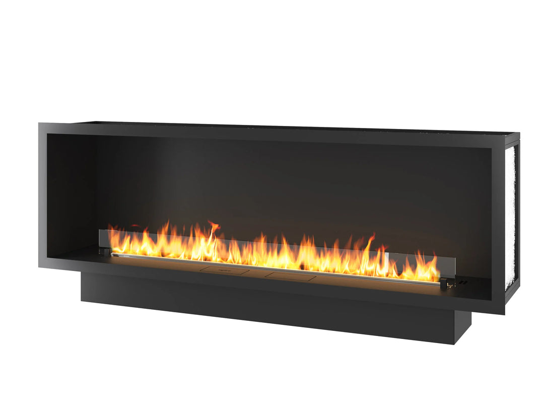 Bioethanol Einbaukamin Ofen Einbau Kamin INSIDE ETRONIC 1800 180cm von InFire App Steuerung Pumpe Automatisch Fernbedienung mit Glas