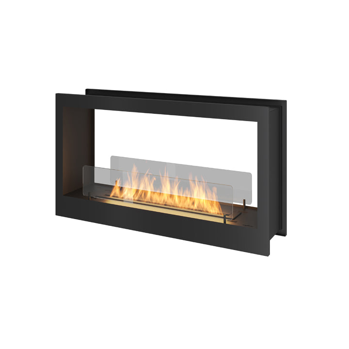 Bioethanol Tunnelkamin 2SIDE 900 von InFire als Raumteiler mit TÜV Zertifikat mit Glas in Schwarz