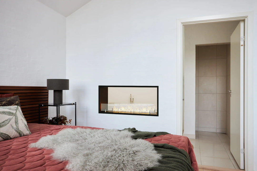 Bioethanol Tunnelkamin CLEVER Fernbedienung App Pumpe von Le Feu Raumteiler in Schlafzimmer