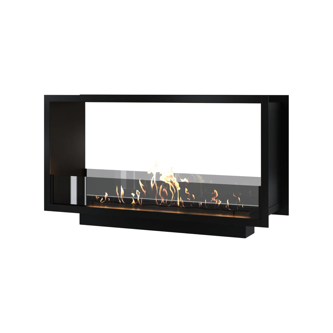 Bioethanol Tunnelkamin FAME Zweiseitig Einbau Bio Ethanol Kamin mit Glas 100cm Schwarz Wild Flame