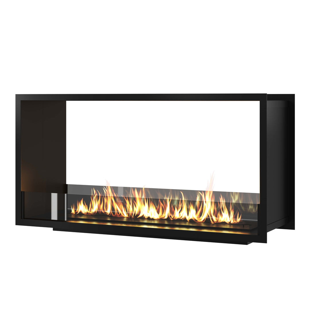 Bioethanol Tunnelkamin FAME Zweiseitig Einbau Bio Ethanol Kamin mit Glas 110cm & 120cm Schwarz Wild Flame