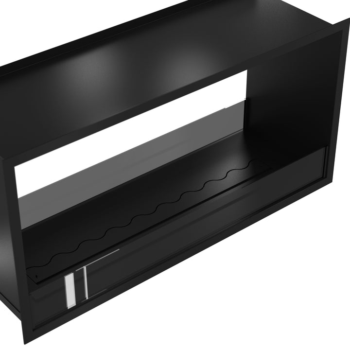 Bioethanol Tunnelkamin FAME Zweiseitig Einbau Bio Ethanol Kamin mit Glas 110cm & 120cm Schwarz Wild Flame Detailaufnahme