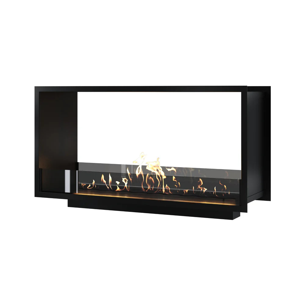 Bioethanol Tunnelkamin FAME Zweiseitig Einbau Bio Ethanol Kamin mit Glas 120cm Schwarz Wild Flame