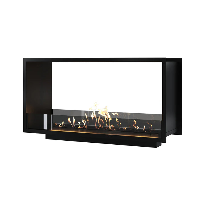 Bioethanol Tunnelkamin FAME Zweiseitig Einbau Bio Ethanol Kamin mit Glas 120cm Schwarz Wild Flame