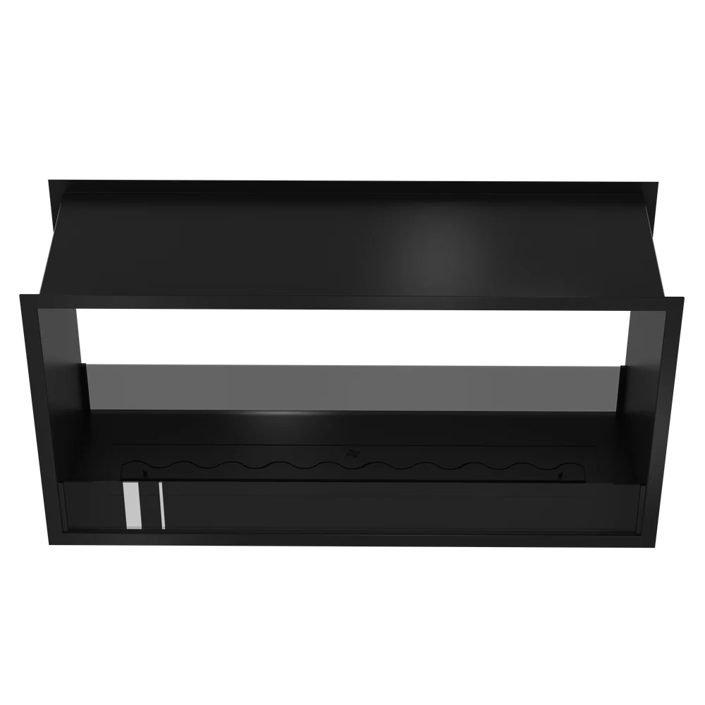 Bioethanol Tunnelkamin FAME Zweiseitig Einbau Bio Ethanol Kamin mit Glas 120cm Schwarz Wild Flame Frontal