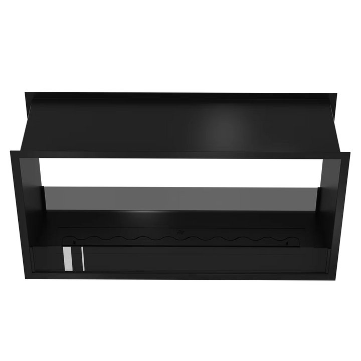 Bioethanol Tunnelkamin FAME Zweiseitig Einbau Bio Ethanol Kamin mit Glas 120cm Schwarz Wild Flame Frontal