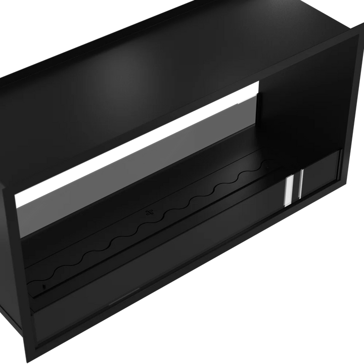 Bioethanol Tunnelkamin FAME Zweiseitig Einbau Bio Ethanol Kamin mit Glas 120cm Schwarz Wild Flame Nahaufnahme