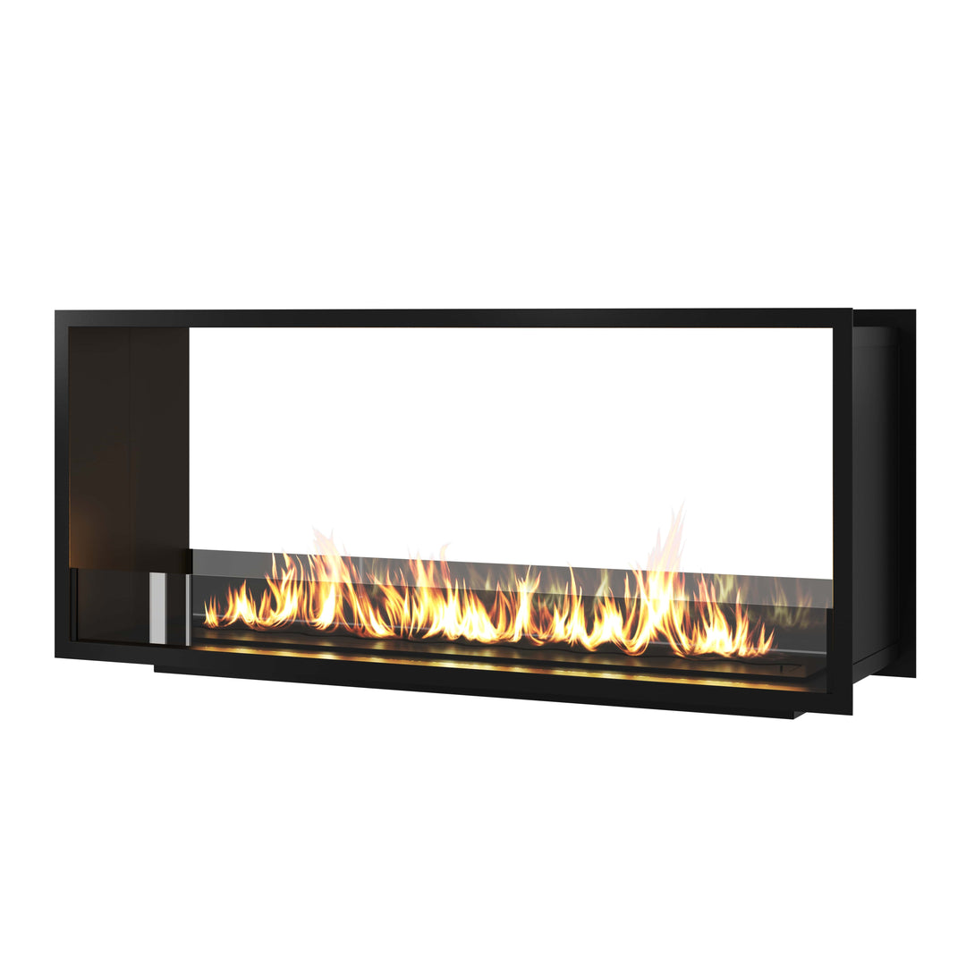 Bioethanol Tunnelkamin FAME Zweiseitig Einbau Bio Ethanol Kamin mit Glas 130cm & 140cm Schwarz Wild Flame