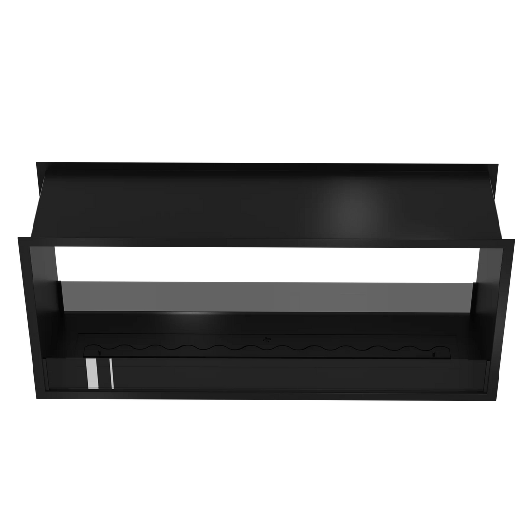 Bioethanol Tunnelkamin FAME Zweiseitig Einbau Bio Ethanol Kamin mit Glas 140cm Schwarz Wild Flame Frontal