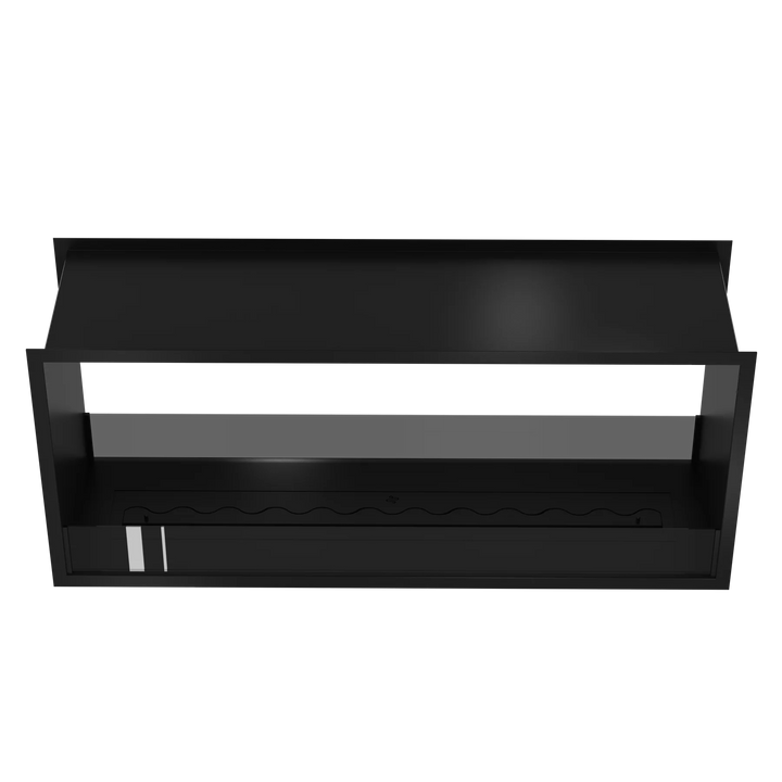 Bioethanol Tunnelkamin FAME Zweiseitig Einbau Bio Ethanol Kamin mit Glas 140cm Schwarz Wild Flame Frontal