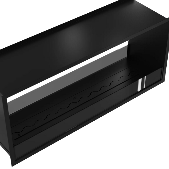 Bioethanol Tunnelkamin FAME Zweiseitig Einbau Bio Ethanol Kamin mit Glas 140cm Schwarz Wild Flame Nahaufnahme