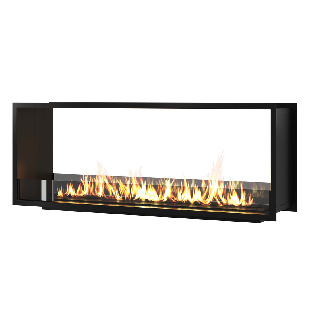 Bioethanol Tunnelkamin FAME Zweiseitig Einbau Bio Ethanol Kamin mit Glas 150cm & 160cm Schwarz Wild Flame 
