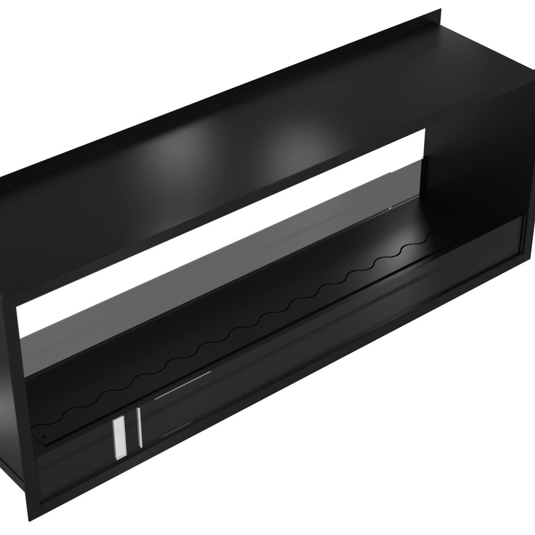 Bioethanol Tunnelkamin FAME Zweiseitig Einbau Bio Ethanol Kamin mit Glas 150cm & 160cm Schwarz Wild Flame Nahaufnahme
