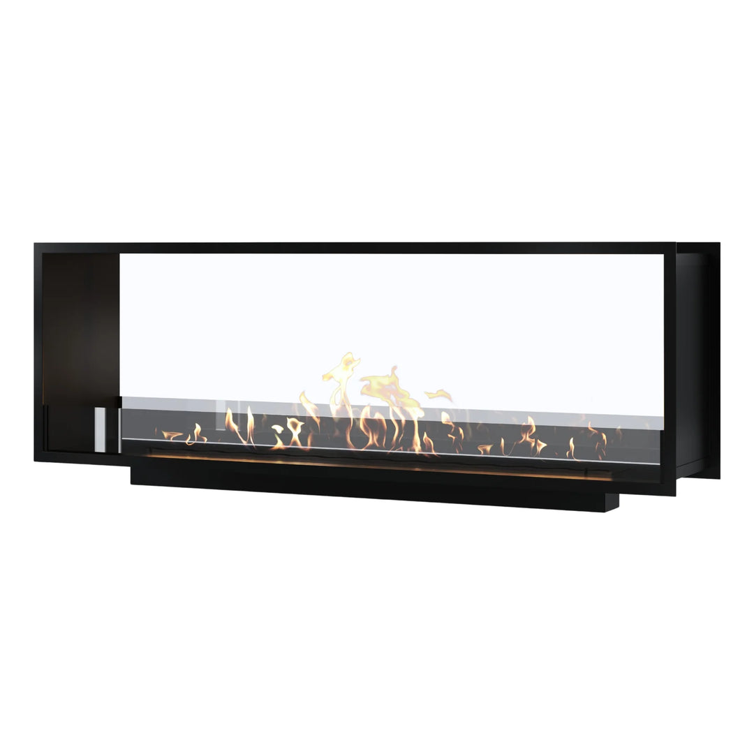 Bioethanol Tunnelkamin FAME Zweiseitig Einbau Bio Ethanol Kamin mit Glas 160cm Schwarz Wild Flame