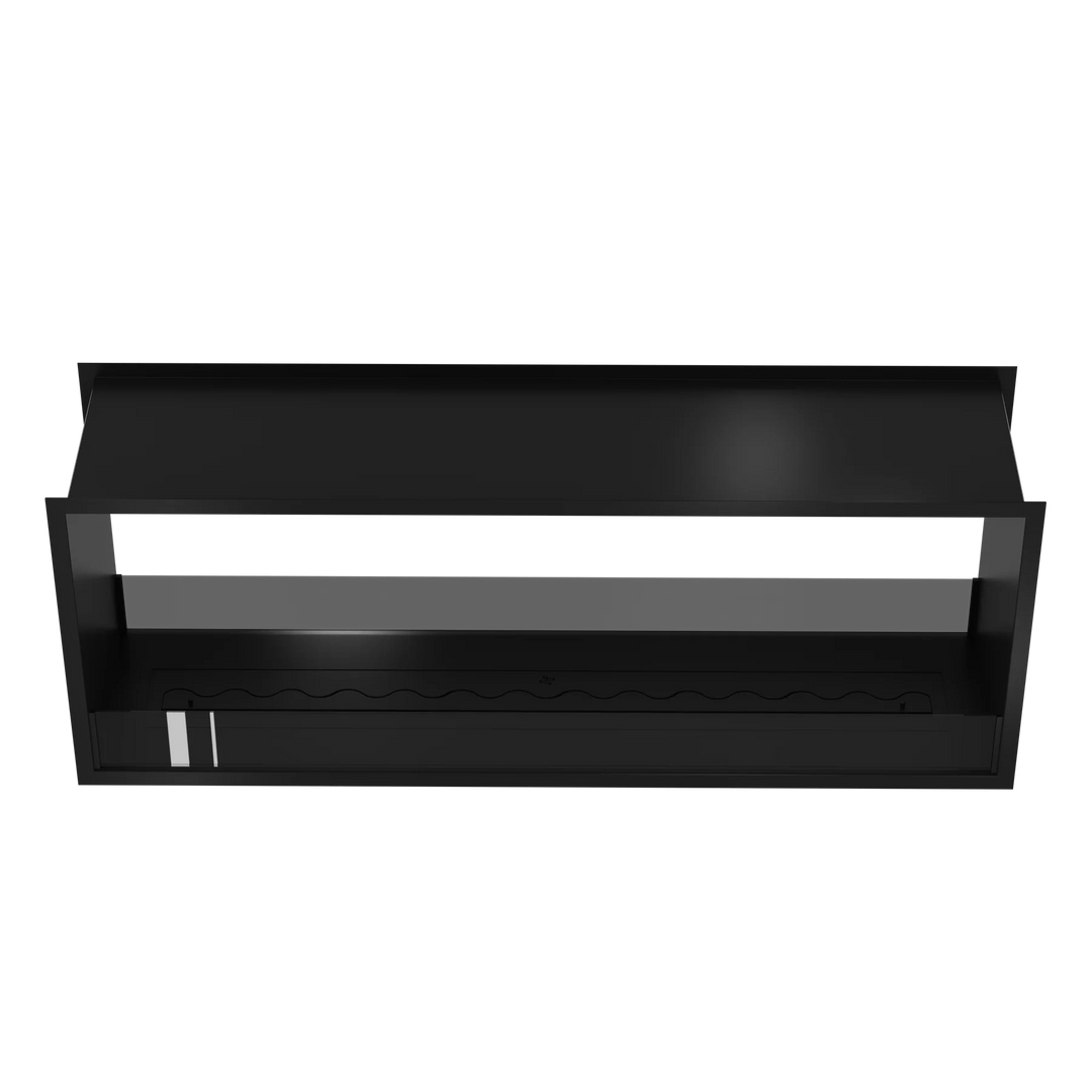 Bioethanol Tunnelkamin FAME Zweiseitig Einbau Bio Ethanol Kamin mit Glas 160cm Schwarz Wild Flame Frontal