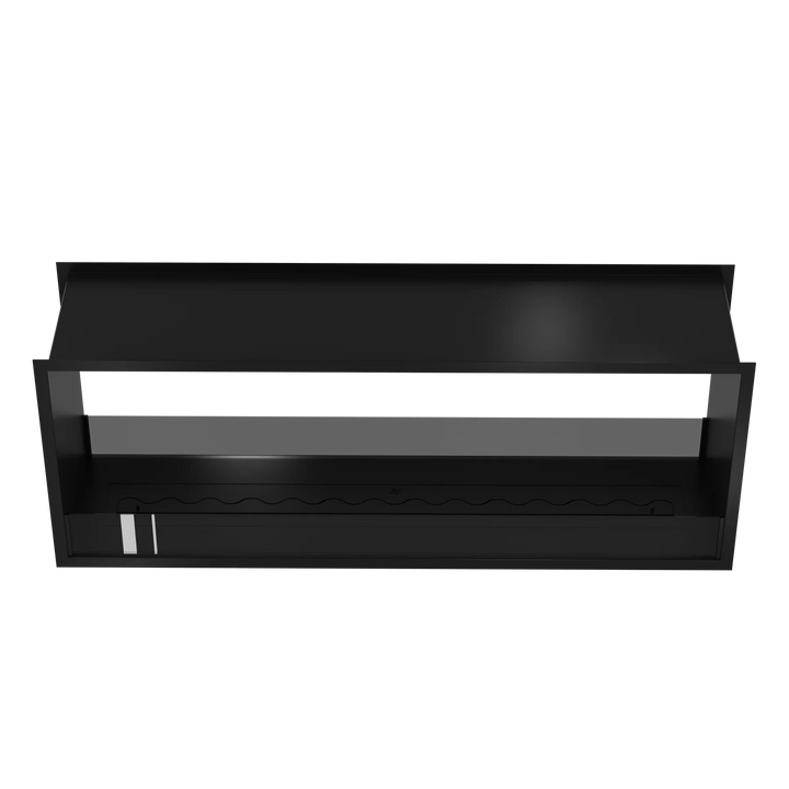 Bioethanol Tunnelkamin FAME Zweiseitig Einbau Bio Ethanol Kamin mit Glas 160cm Schwarz Wild Flame Frontal