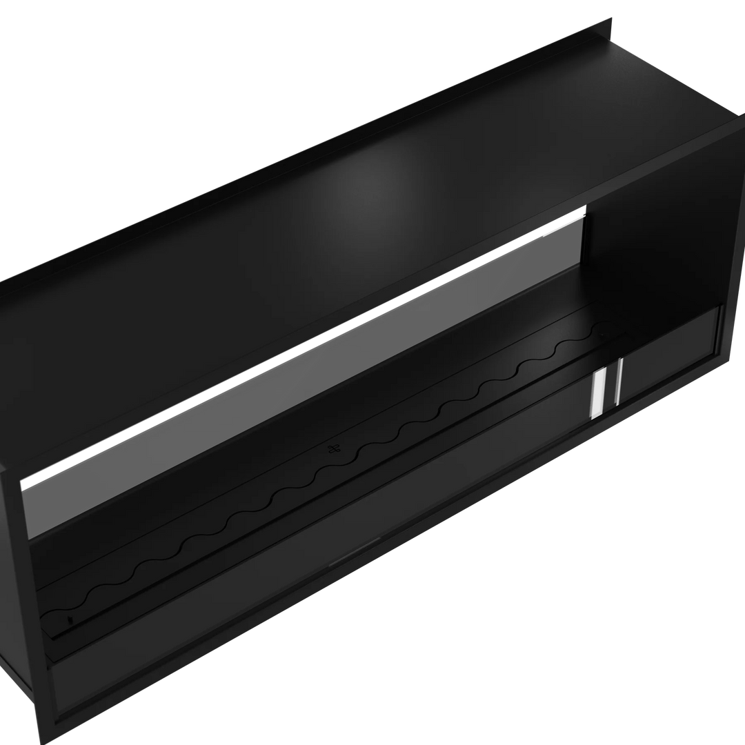 Bioethanol Tunnelkamin FAME Zweiseitig Einbau Bio Ethanol Kamin mit Glas 160cm Schwarz Wild Flame Nahaufnahme