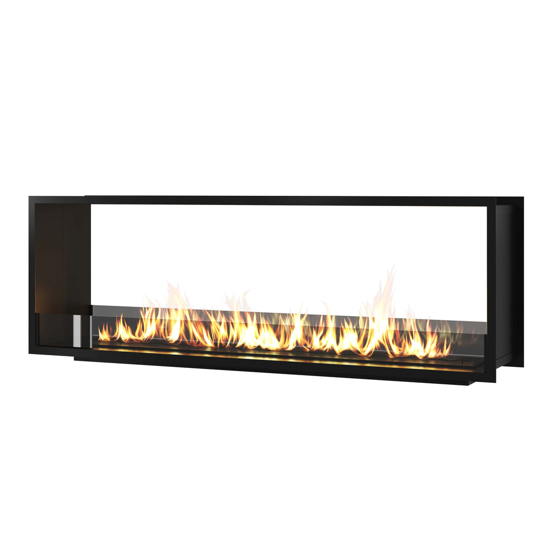 Bioethanol Tunnelkamin FAME Zweiseitig Einbau Bio Ethanol Kamin mit Glas 170cm, 180cm, 190cm, 200cm Schwarz Wild Flame