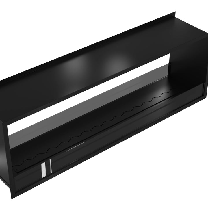 Bioethanol Tunnelkamin FAME Zweiseitig Einbau Bio Ethanol Kamin mit Glas 170cm, 180cm, 190cm, 200cm Schwarz Wild Flame Detailaufnahme