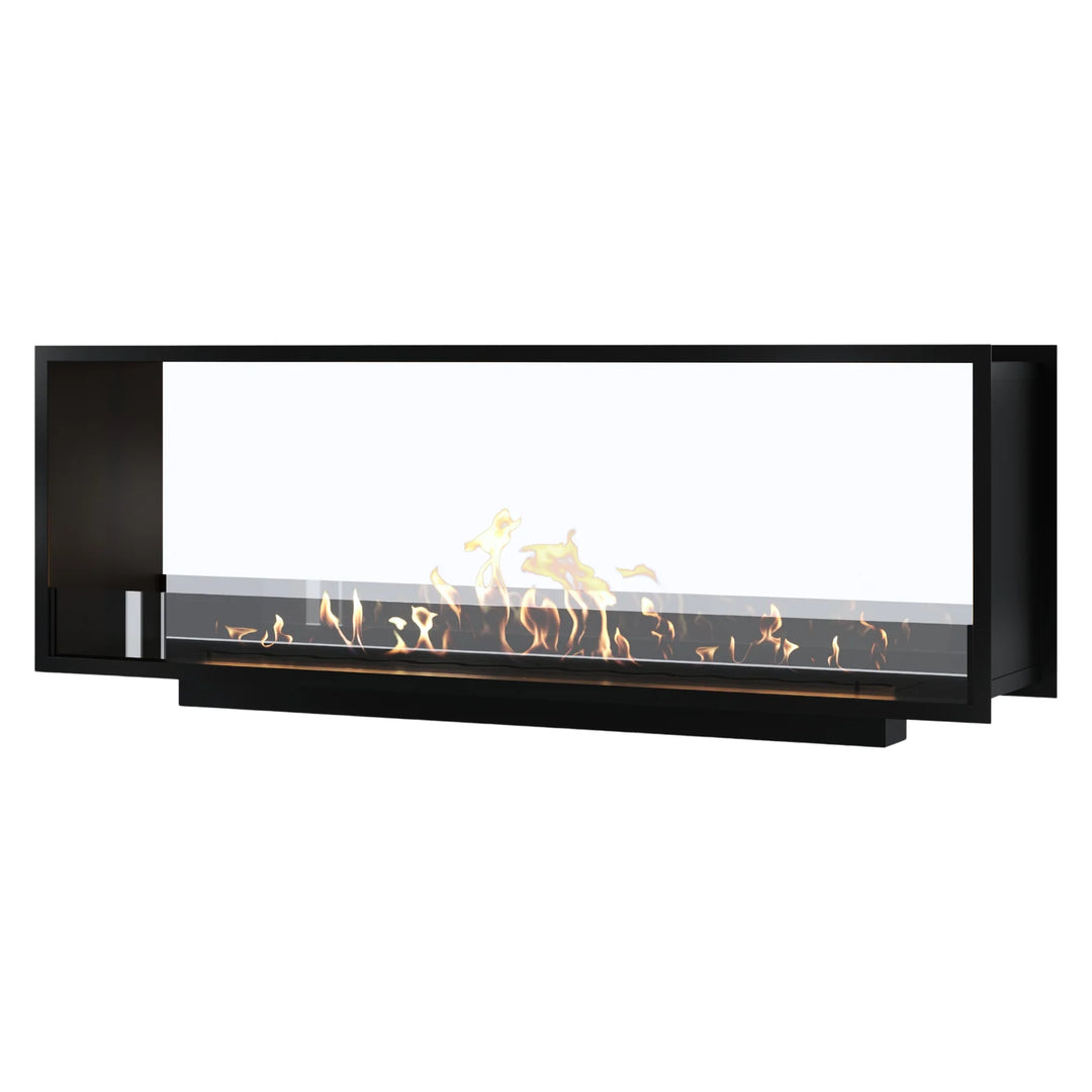 Bioethanol Tunnelkamin FAME Zweiseitig Einbau Bio Ethanol Kamin mit Glas 180cm Schwarz Wild Flame
