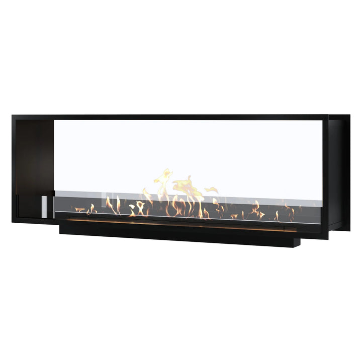 Bioethanol Tunnelkamin FAME Zweiseitig Einbau Bio Ethanol Kamin mit Glas 180cm Schwarz Wild Flame