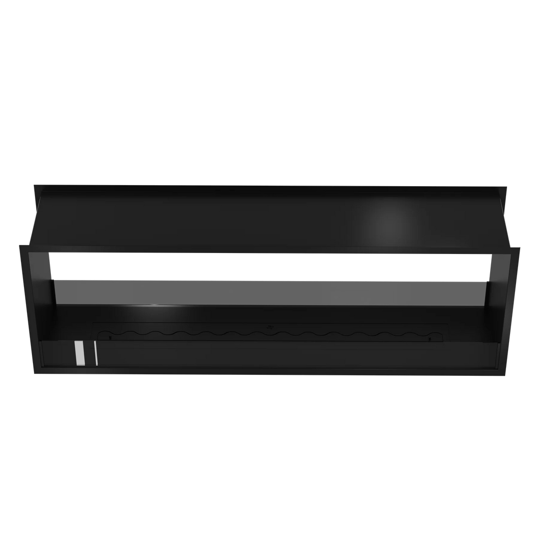 Bioethanol Tunnelkamin FAME Zweiseitig Einbau Bio Ethanol Kamin mit Glas 180cm Schwarz Wild Flame Frontal