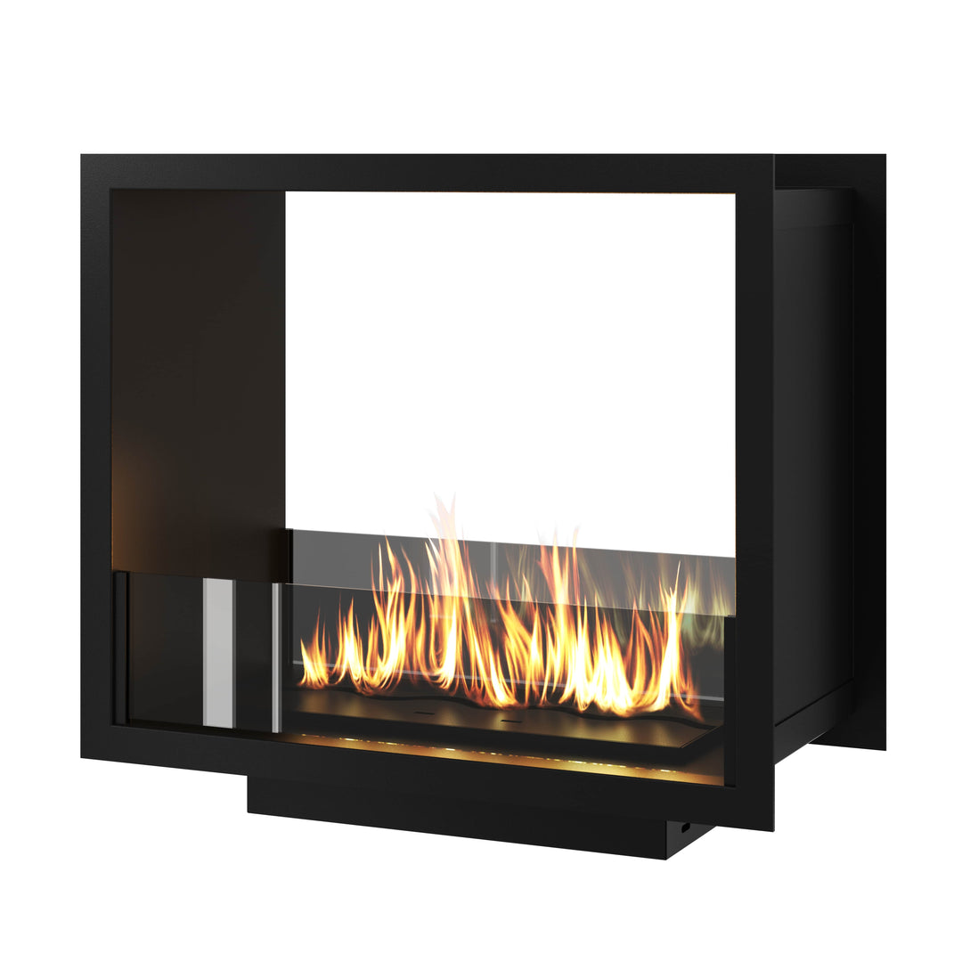 Bioethanol Tunnelkamin FAME Zweiseitig Einbau Bio Ethanol Kamin mit Glas 50cm & 60cm Schwarz Wild Flame