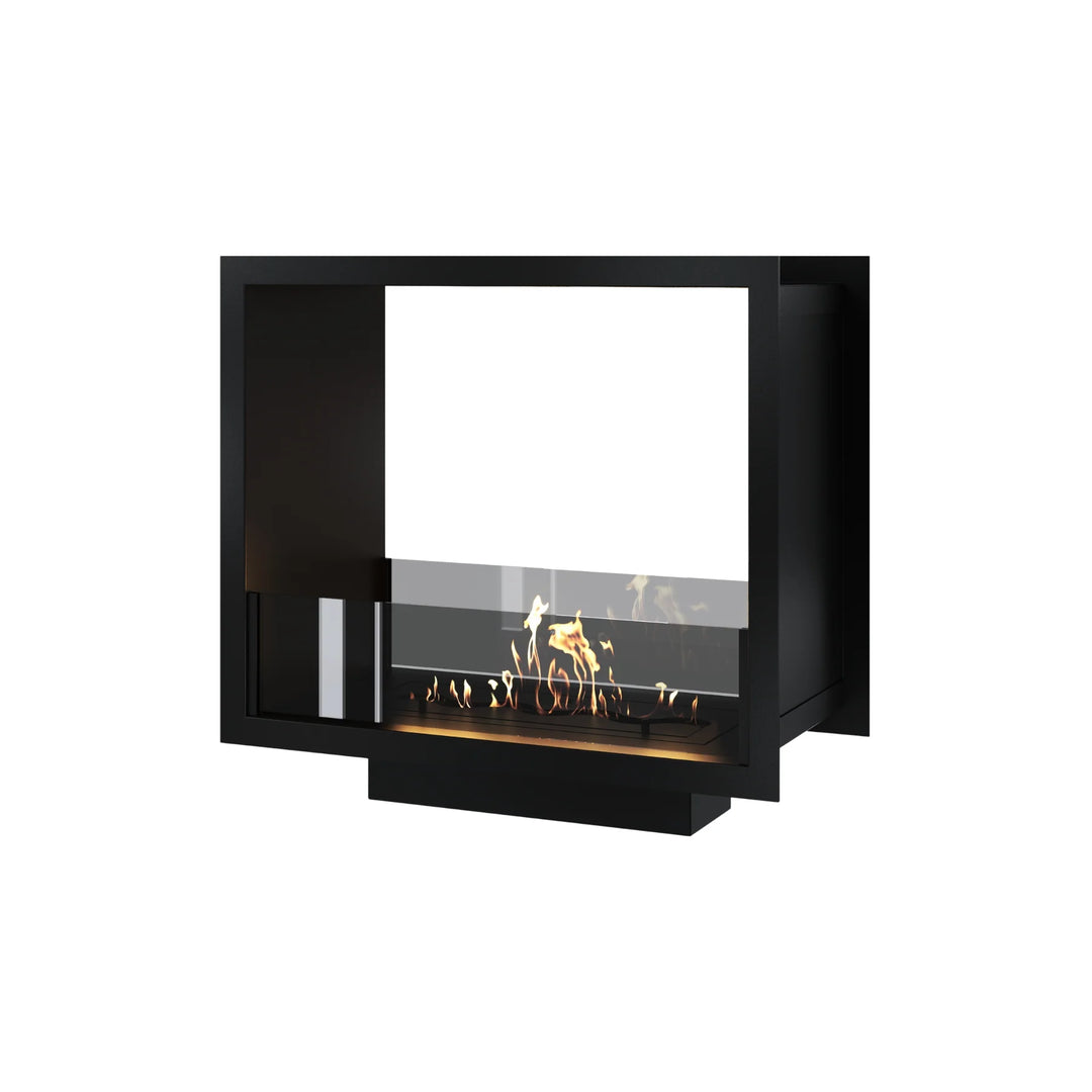 Bioethanol Tunnelkamin FAME Zweiseitig Einbau Bio Ethanol Kamin mit Glas 50cm Schwarz Wild Flame