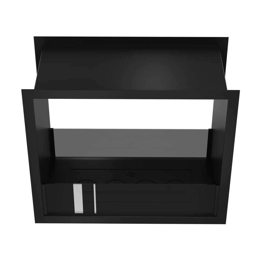 Bioethanol Tunnelkamin FAME Zweiseitig Einbau Bio Ethanol Kamin mit Glas 50cm Schwarz Wild Flame Frontal
