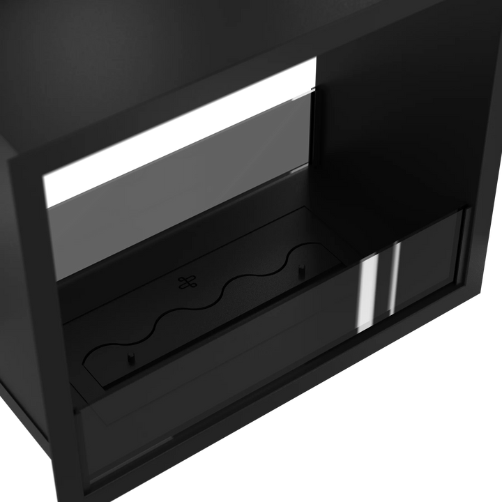 Bioethanol Tunnelkamin FAME Zweiseitig Einbau Bio Ethanol Kamin mit Glas 50cm Schwarz Wild Flame Nahaufnahme