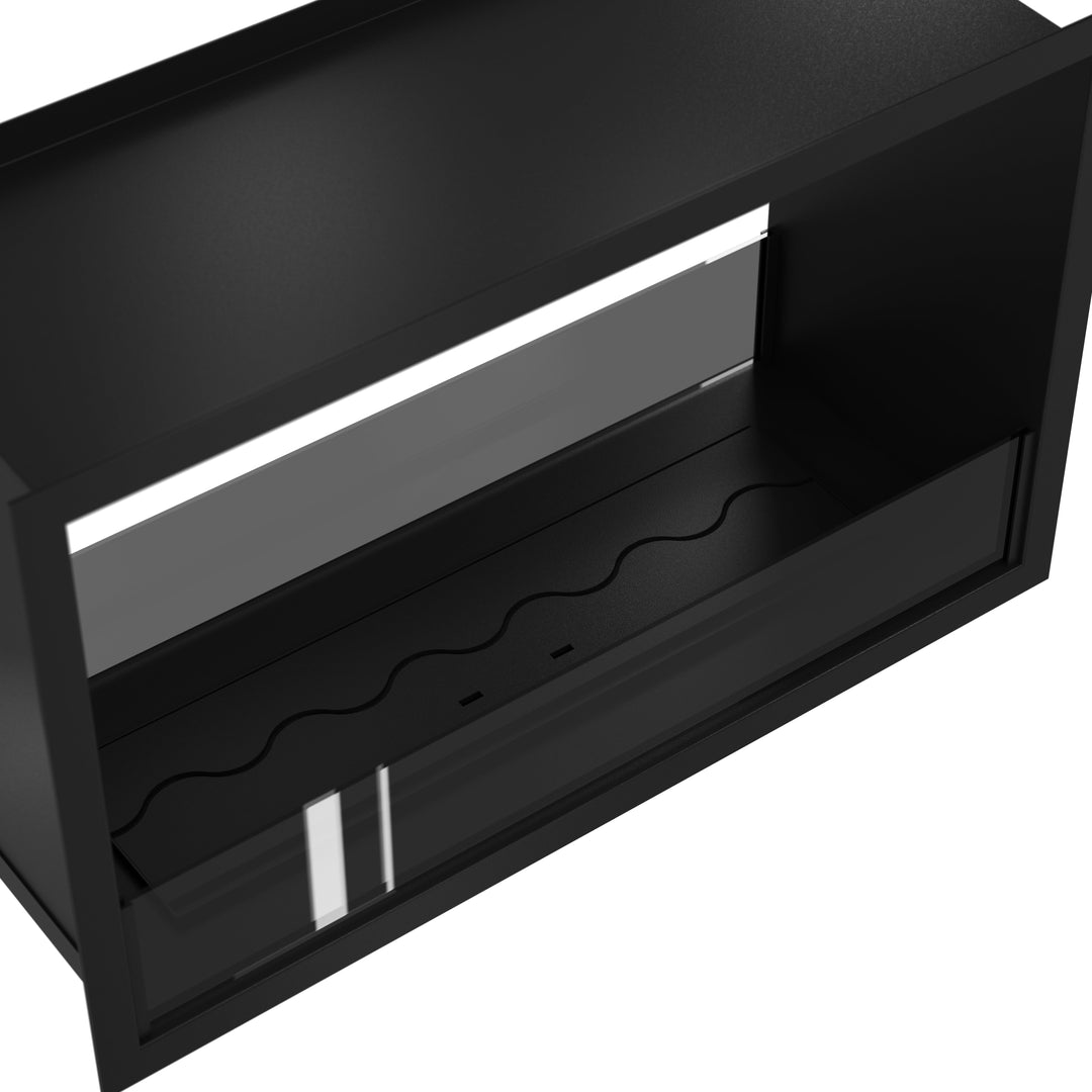 Bioethanol Tunnelkamin FAME Zweiseitig Einbau Bio Ethanol Kamin mit Glas 70cm & 80cm Schwarz Wild Flame Detailaufnahme