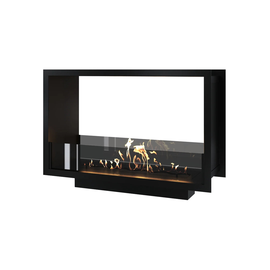 Bioethanol Tunnelkamin FAME Zweiseitig Einbau Bio Ethanol Kamin mit Glas 80cm Schwarz Wild Flame