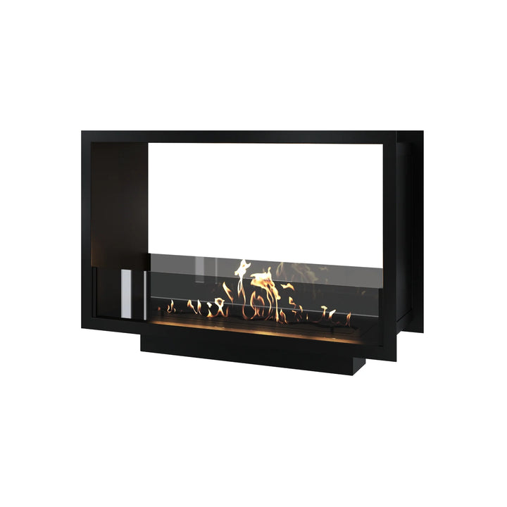 Bioethanol Tunnelkamin FAME Zweiseitig Einbau Bio Ethanol Kamin mit Glas 80cm Schwarz Wild Flame