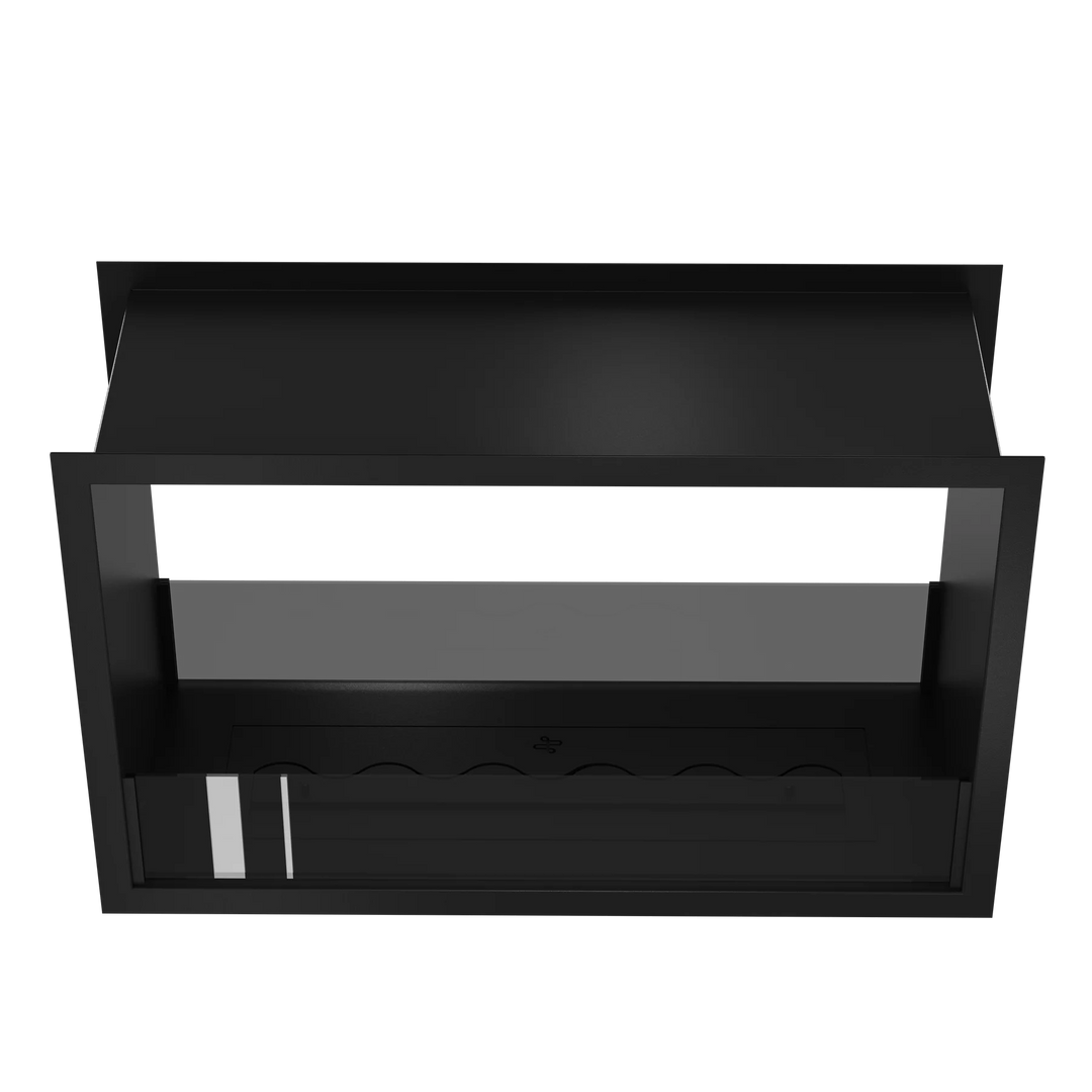 Bioethanol Tunnelkamin FAME Zweiseitig Einbau Bio Ethanol Kamin mit Glas 80cm Schwarz Wild Flame Frontal