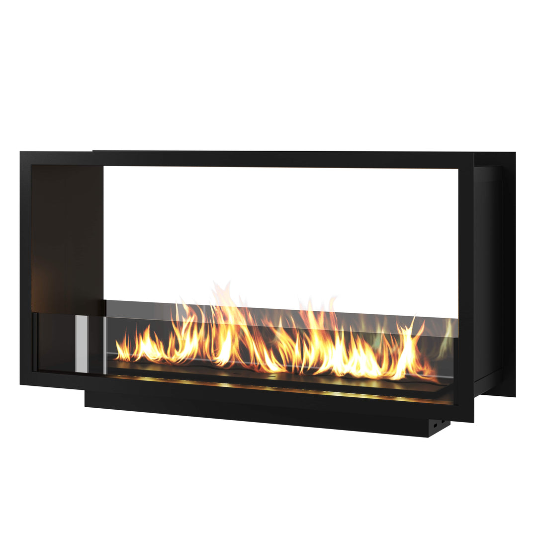 Bioethanol Tunnelkamin FAME Zweiseitig Einbau Bio Ethanol Kamin mit Glas 90cm & 100cm Schwarz Wild Flame