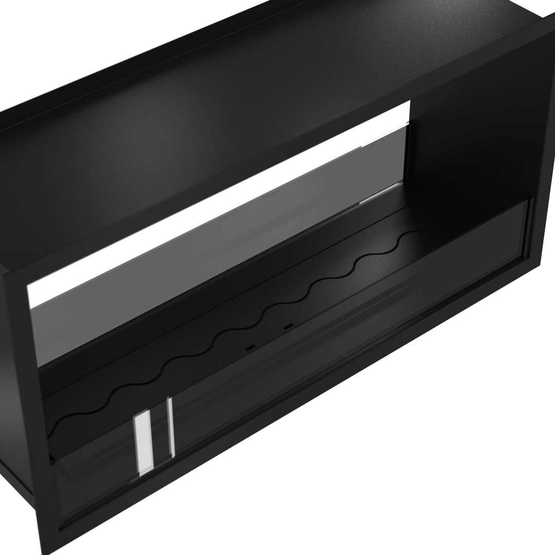 Bioethanol Tunnelkamin FAME Zweiseitig Einbau Bio Ethanol Kamin mit Glas 90cm & 100cm Schwarz Wild Flame Detailaufnahme