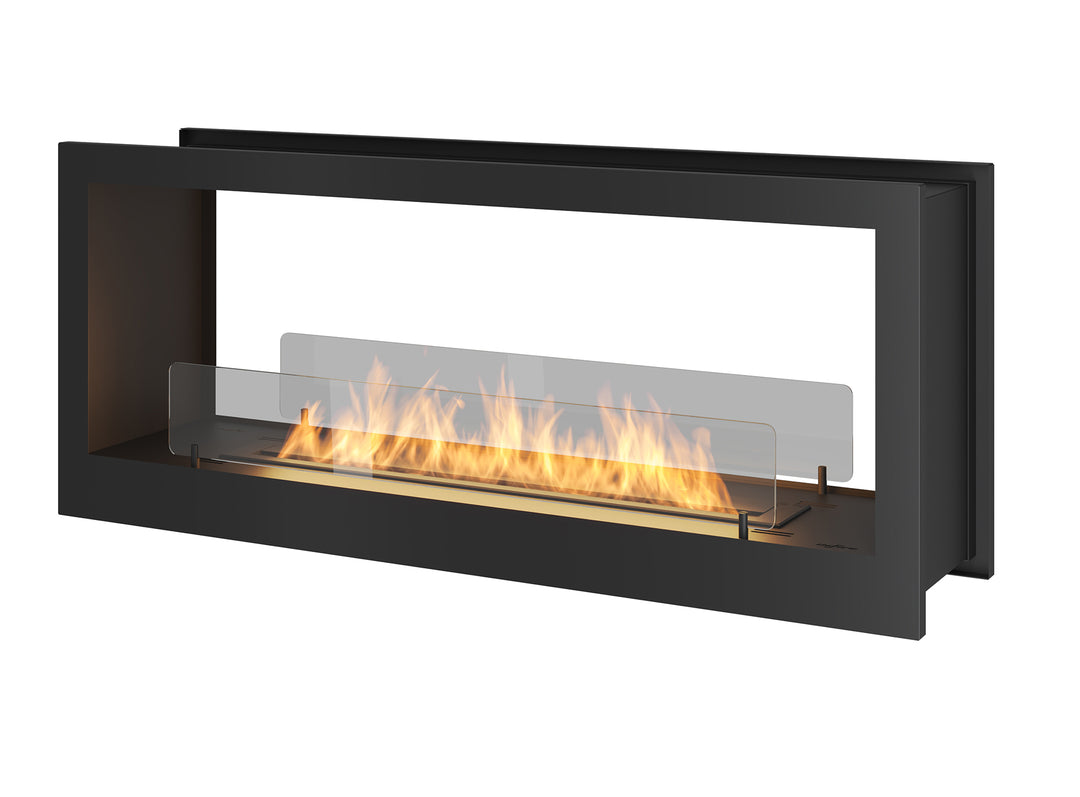 Bioethanol Tunnelkamin als Raumteiler 2SIDE 1200 von InFire mit TÜV Zertifikat und Glas in Schwarz