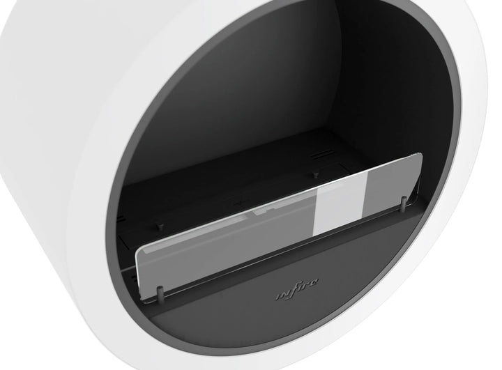 Bioethanol Wandkamin INCYCLE InFire Bio Ethanol Kamin Wandmontage Wand Biokamin Rund Nahaufnahme Glas Brenner Innenraum