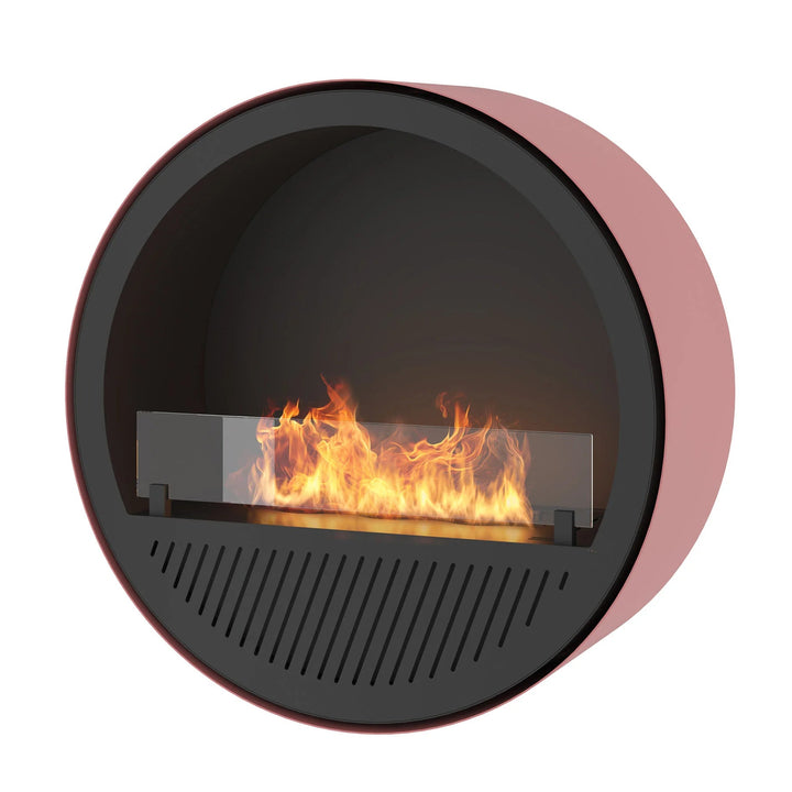 Bioethanol Wandkamin INCYCLE SLIM InFire SlimFire Schwarz Lachs Rund mit Glas Bio Ethanol Kamin Wandmontage