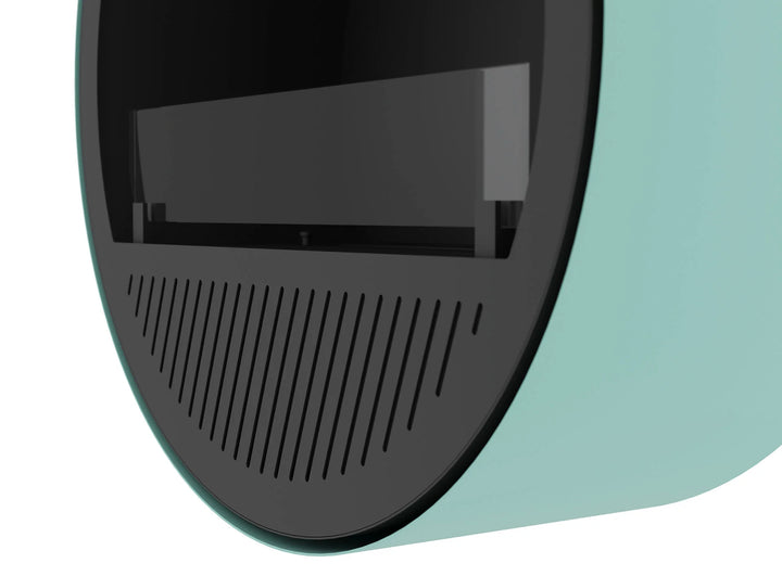 Bioethanol Wandkamin INCYCLE SLIM InFire SlimFire Schwarz Minze Rund Wohnzimmer Nahaufnahme runde Kaminbasis