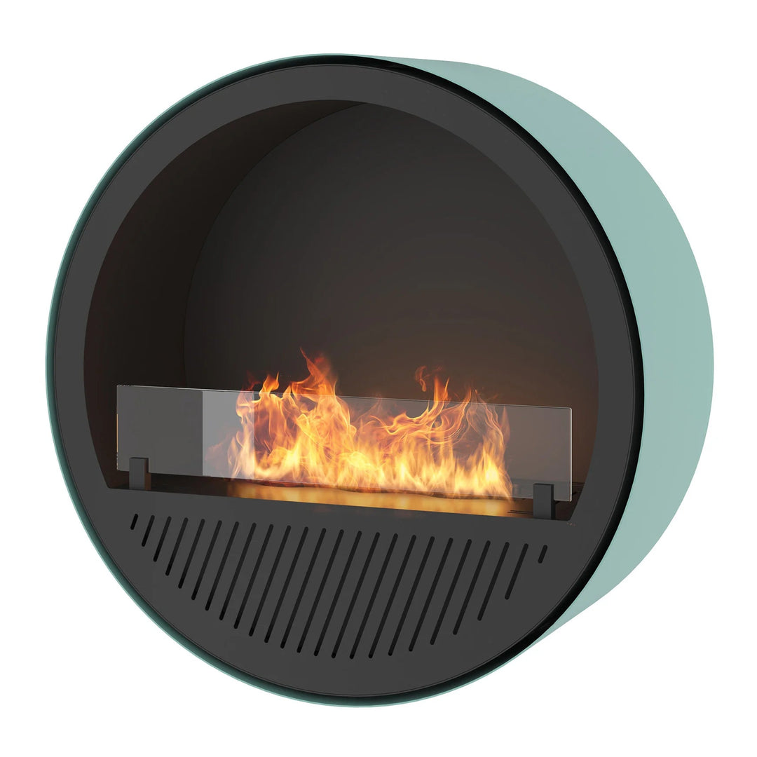 Bioethanol Wandkamin INCYCLE SLIM InFire SlimFire Schwarz Minze Rund mit Glas Bio Ethanol Kamin Wandmontage