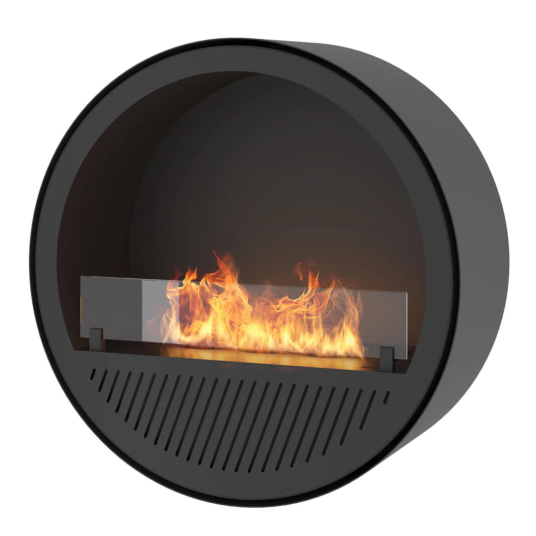 Bioethanol Wandkamin INCYCLE SLIM InFire SlimFire Schwarz Rund mit Glas Bio Ethanol Kamin Wandmontage