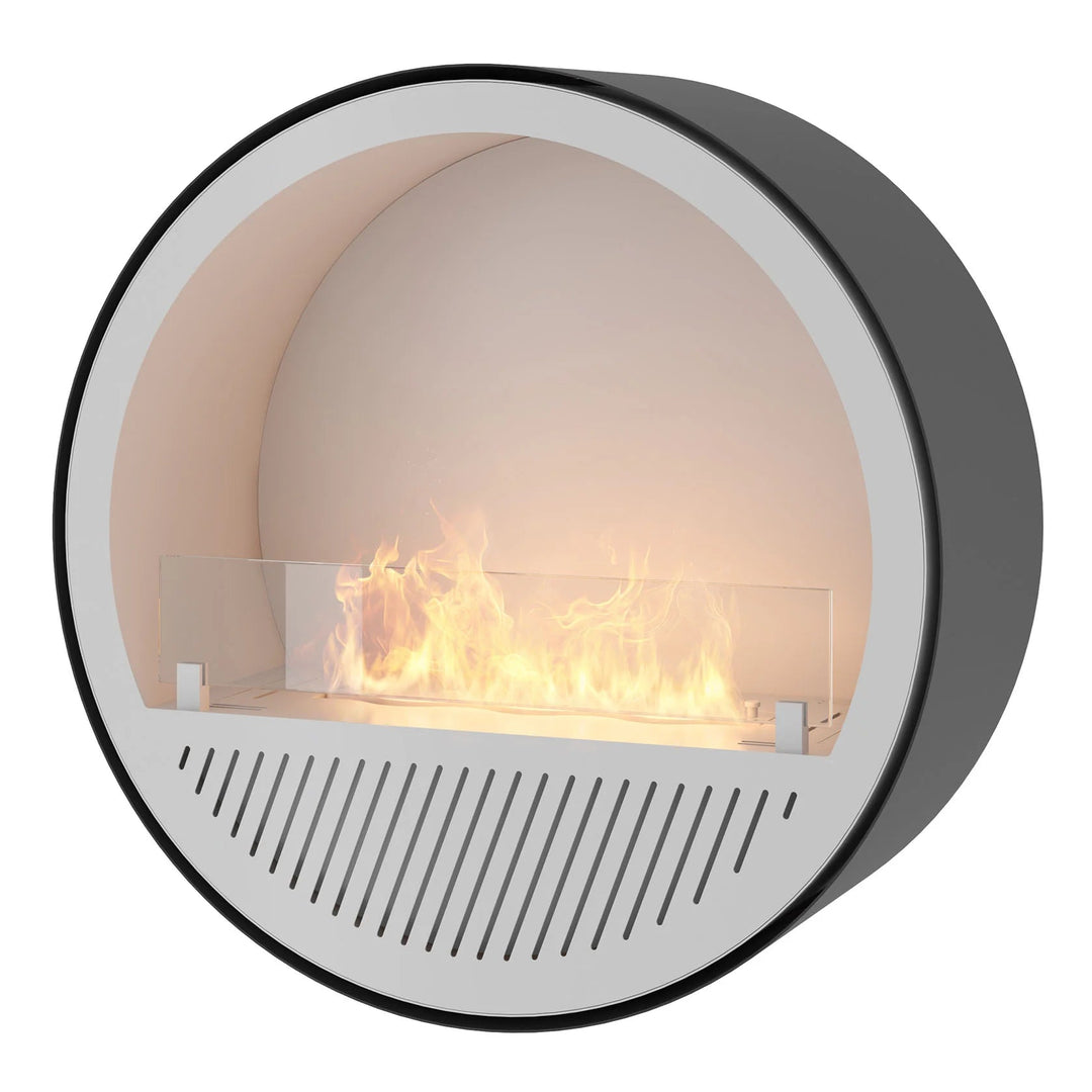 Bioethanol Wandkamin INCYCLE SLIM InFire SlimFire Schwarz Weiss Rund mit Glas Bio Ethanol Kamin Wandmontage