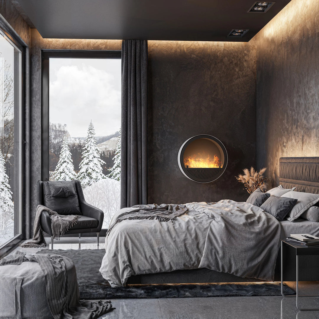 Bioethanol Wandkamin INCYCLE SLIM InFire SlimFire Schwarz Weiss Rund Schlafzimmer cozy Winter Bequem
