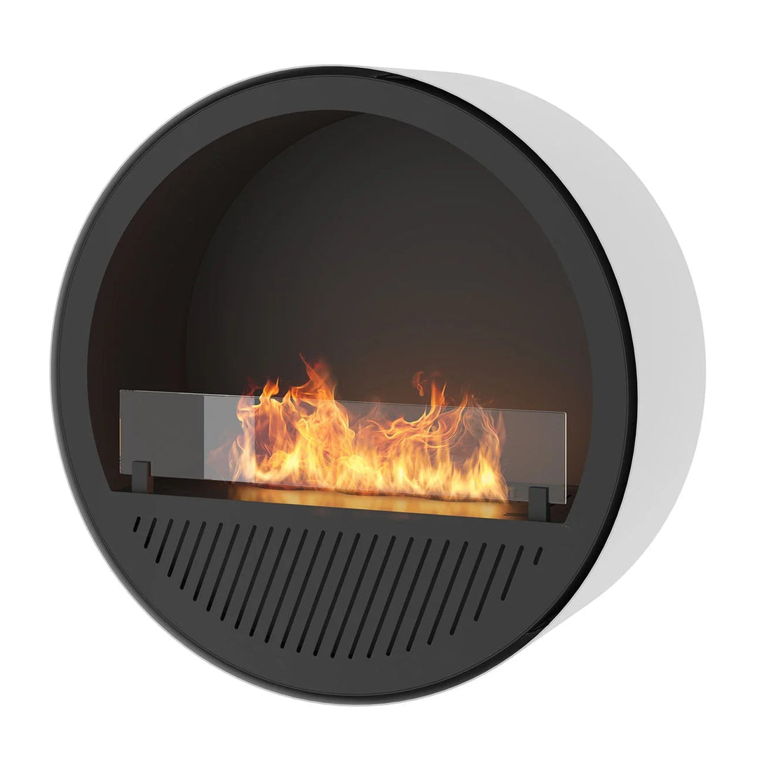 Bioethanol Wandkamin INCYCLE SLIM InFire SlimFire Schwarz Weiss Rund mit Glas Bio Ethanol Kamin Wandmontage