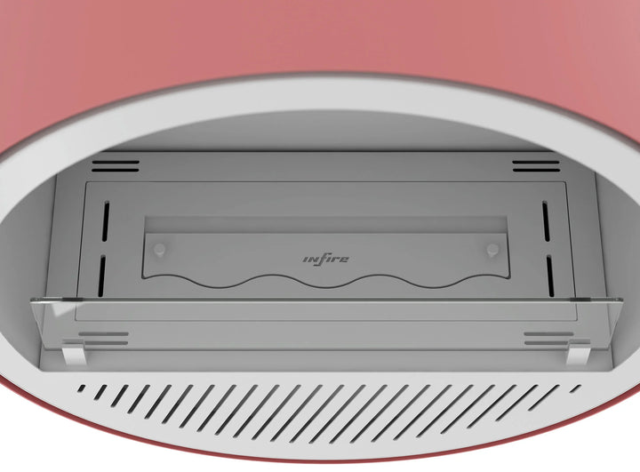 Bioethanol Wandkamin INCYCLE SLIM InFire SlimFire Weiss Lachs Rund Wohnzimmer Nahaufnahme Draufsicht Verarbeitung
