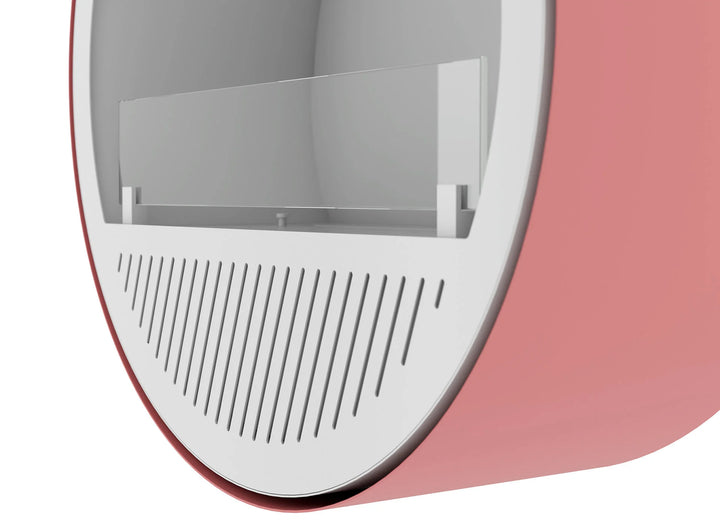 Bioethanol Wandkamin INCYCLE SLIM InFire SlimFire Weiss Lachs Rund Wohnzimmer Nahaufnahme runde Kaminbasis