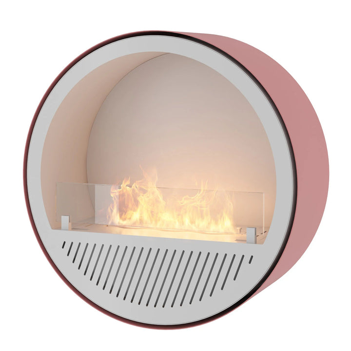 Bioethanol Wandkamin INCYCLE SLIM InFire SlimFire Weiss Lachs Rund mit Glas Bio Ethanol Kamin Wandmontage